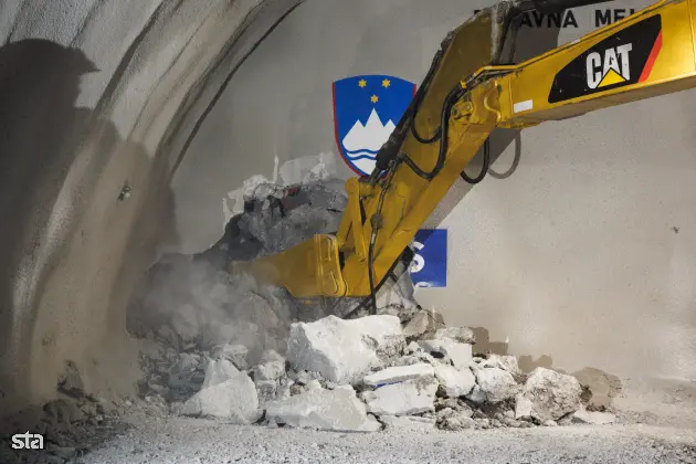 Jesenice, predor Karavanke. Dogodek ob preboju vzhodne cevi avtocestnega predora Karavanke. Foto: Nebojša Tejić/STA