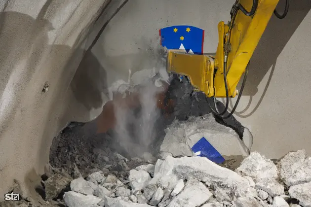 Jesenice, predor Karavanke. Dogodek ob preboju vzhodne cevi avtocestnega predora Karavanke. Foto: Nebojša Tejić/STA