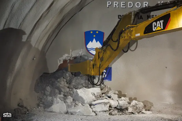 Jesenice, predor Karavanke. Dogodek ob preboju vzhodne cevi avtocestnega predora Karavanke. Foto: Nebojša Tejić/STA