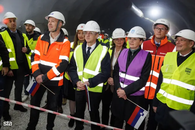 Jesenice, predor Karavanke. Dogodek ob preboju vzhodne cevi avtocestnega predora Karavanke. Foto: Nebojša Tejić/STA