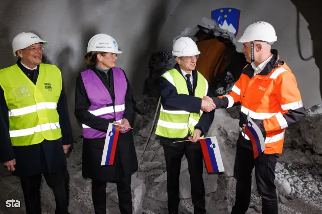 Jesenice, predor Karavanke. Dogodek ob preboju vzhodne cevi avtocestnega predora Karavanke. Foto: Nebojša Tejić/STA