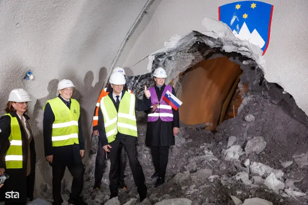 Jesenice, predor Karavanke. Dogodek ob preboju vzhodne cevi avtocestnega predora Karavanke. Foto: Nebojša Tejić/STA