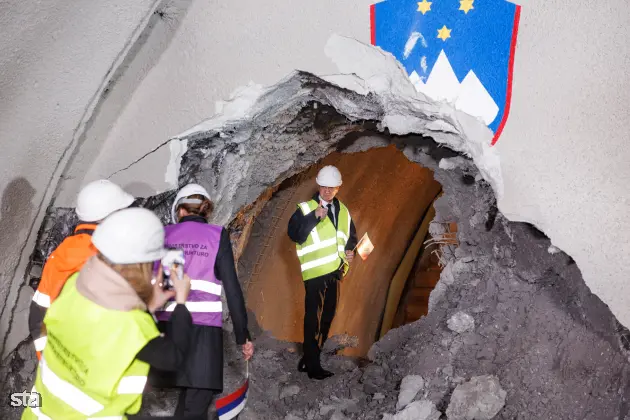 Jesenice, predor Karavanke. Dogodek ob preboju vzhodne cevi avtocestnega predora Karavanke. Foto: Nebojša Tejić/STA