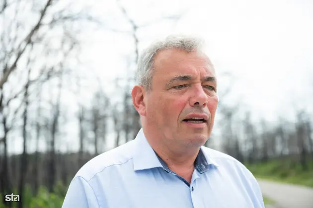 Kras. Stanje na kraških območjih, ki jih je pred dvema letoma prizadel požar. Župan občine Miren - Kostanjevica Mauricij Humar. Foto: Boštjan Podlogar/STA