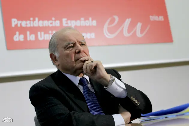 Ljubljana, Pravna fakulteta. Predavanje ibero-ameriškega generalnega sekretarja Enriqueja Iglesiasa o Latinski Ameriki - sedanjem stanju in obetih za prihodnost. Generalni sekretar Ibero-American Enrique Iglesias. Foto: Daniel Novakovič/STA