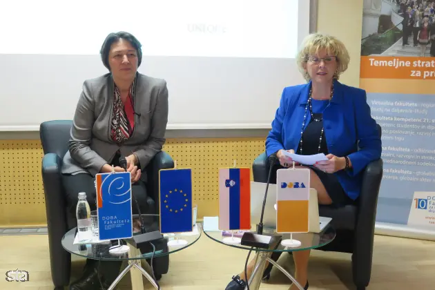 Maribor, Doba fakulteta. Dialog z državljani, na katerem je sodelovala evropska komisarka a promet Violeta Bulc. Foto: Gregor Mlakar/STA