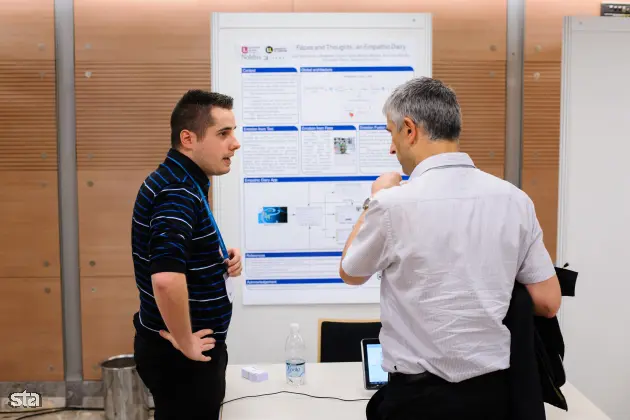 Ljubljana, Cankarjev dom. Novinarska konferenca v okviru IEEE Mednarodne konference Fakultete za elektrotehniko ter Fakultete za računalništvo in informatiko o samodejnem prepoznavanju kretenj. Foto: Nebojša Tejić/STA